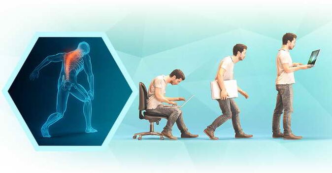 slikta stāja, strādājot pie datora un krūšu kurvja osteohondroze